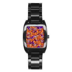 Purple And Orange Pumpkins, Crazy Halloween Pattern, Jack O  Lantern Stainless Steel Barrel Watch by Casemiro