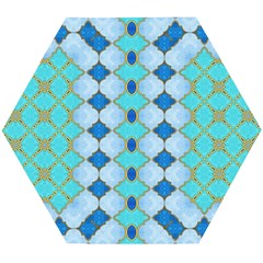 Turquoise Wooden Puzzle Hexagon by Dazzleway