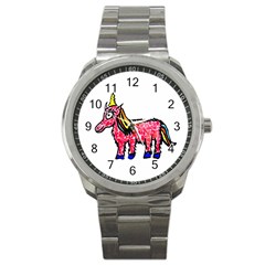 Unicorn Sketchy Style Drawing Sport Metal Watch by dflcprintsclothing