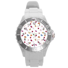 Christmas Elements Round Plastic Sport Watch (l) by SychEva