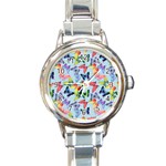 Watercolor Butterflies Round Italian Charm Watch Front