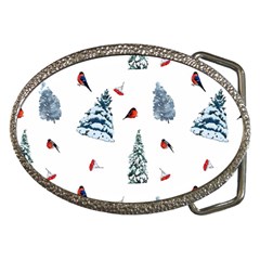 Christmas Trees And Bullfinches Belt Buckles by SychEva