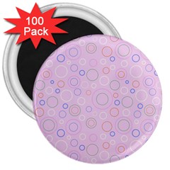 Multicolored Circles On A Pink Background 3  Magnets (100 Pack) by SychEva