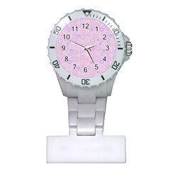 Multicolored Circles On A Pink Background Plastic Nurses Watch by SychEva