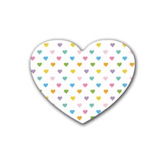 Small Multicolored Hearts Rubber Coaster (heart) by SychEva