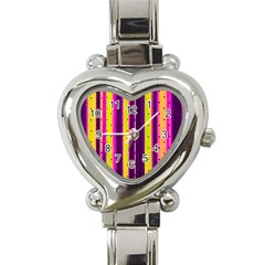 Warped Stripy Dots Heart Italian Charm Watch by essentialimage365