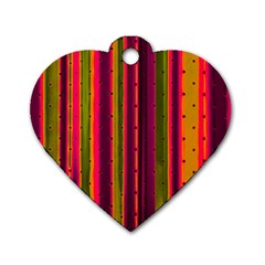 Warped Stripy Dots Dog Tag Heart (one Side) by essentialimage365