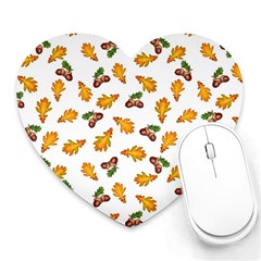 Oak Leaves And Acorns Heart Mousepads by SychEva