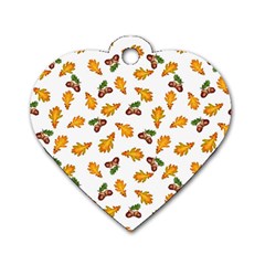 Oak Leaves And Acorns Dog Tag Heart (two Sides) by SychEva