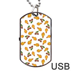 Oak Leaves And Acorns Dog Tag Usb Flash (one Side) by SychEva