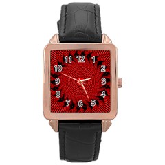 Illusion Waves Pattern Rose Gold Leather Watch 