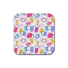 Abstract Multicolored Shapes Rubber Coaster (square) by SychEva