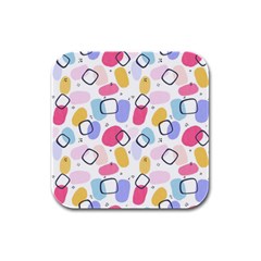 Abstract Multicolored Shapes Rubber Square Coaster (4 Pack) by SychEva