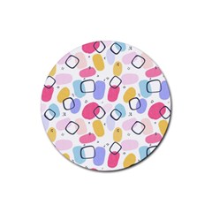 Abstract Multicolored Shapes Rubber Round Coaster (4 Pack) by SychEva