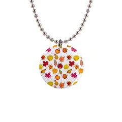 Watercolor Autumn Leaves 1  Button Necklace