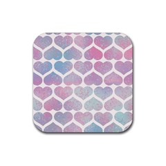 Multicolored Hearts Rubber Coaster (square) by SychEva