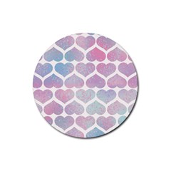 Multicolored Hearts Rubber Round Coaster (4 Pack) by SychEva