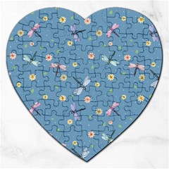 Cute Dragonflies In Spring Jigsaw Puzzle (heart) by SychEva