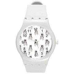 Cute Husky Puppies Round Plastic Sport Watch (m) by SychEva