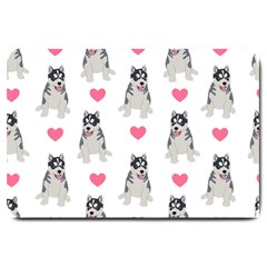 Little Husky With Hearts Large Doormat  by SychEva