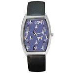 Husky Dogs With Sparkles Barrel Style Metal Watch Front