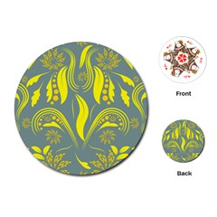 Folk Flowers Print Floral Pattern Ethnic Art Playing Cards Single Design (round) by Eskimos