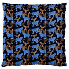 Blue Tigers Large Flano Cushion Case (one Side) by SychEva