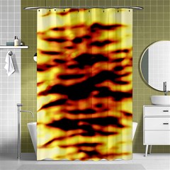 Red  Waves Abstract Series No13 Shower Curtain 48  X 72  (small)  by DimitriosArt