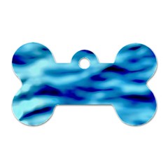 Blue Waves Abstract Series No4 Dog Tag Bone (one Side) by DimitriosArt