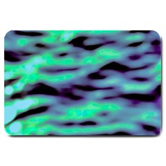 Green  Waves Abstract Series No6 Large Doormat  by DimitriosArt