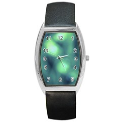 Green Vibrant Abstract Barrel Style Metal Watch by DimitriosArt