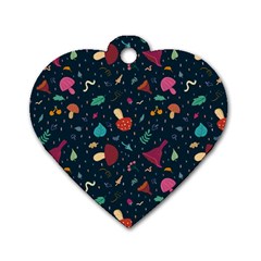 Bright Mushrooms Dog Tag Heart (two Sides) by SychEva