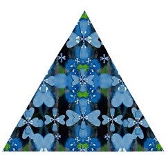 Rare Excotic Blue Flowers In The Forest Of Calm And Peace Wooden Puzzle Triangle by pepitasart