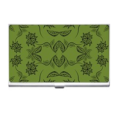 Floral Folk Damask Pattern Fantasy Flowers Floral Geometric Fantasy Business Card Holder by Eskimos