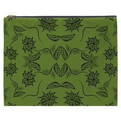 Floral Folk Damask Pattern Fantasy Flowers Floral Geometric Fantasy Cosmetic Bag (xxxl) by Eskimos