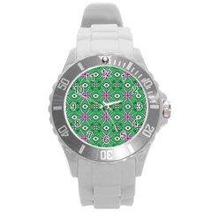 Abstract Illustration With Eyes Round Plastic Sport Watch (l) by SychEva