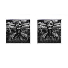 Bw Creepy Fantasy Scene Artwork Cufflinks (square)