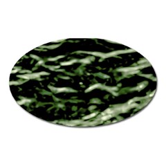 Green  Waves Abstract Series No5 Oval Magnet by DimitriosArt