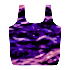 Purple  Waves Abstract Series No1 Full Print Recycle Bag (l) by DimitriosArt