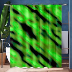 Green  Waves Abstract Series No7 Shower Curtain 60  X 72  (medium)  by DimitriosArt