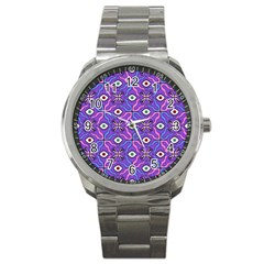 Abstract Illustration With Eyes Sport Metal Watch by SychEva