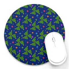 Christmas Trees Round Mousepads by SychEva