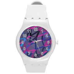 3d Lovely Geo Lines Round Plastic Sport Watch (m) by Uniqued