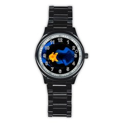 Digital Illusion Stainless Steel Round Watch