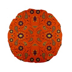 Floral Pattern Paisley Style  Standard 15  Premium Flano Round Cushions by Eskimos