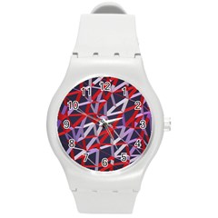 3d Lovely Geo Lines Vii Round Plastic Sport Watch (m) by Uniqued