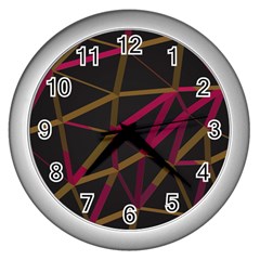 3d Lovely Geo Lines Xi Wall Clock (silver) by Uniqued