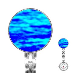 Blue Waves Abstract Series No12 Stainless Steel Nurses Watch by DimitriosArt