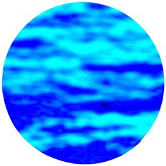 Blue Waves Abstract Series No12 Wooden Puzzle Round by DimitriosArt