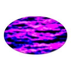 Purple  Waves Abstract Series No6 Oval Magnet by DimitriosArt